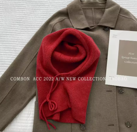 Knit Hooded Balaclava Hat Women's Winter Warm Drawstring Neck Warmer Beanie