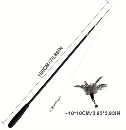 4 Section Telescopic Cat Rod - Extendable, Cartoon Pattern, Metal Material