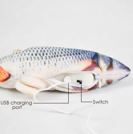 USB Rechargeable Real Floppy Fish - Interactive Cat Chew Toy, Pet Toy