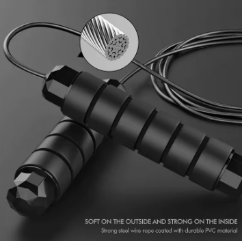 Ball Bearing Anti-Tangle Wire Jump Rope – Foam Handle, Fitness Home Workout