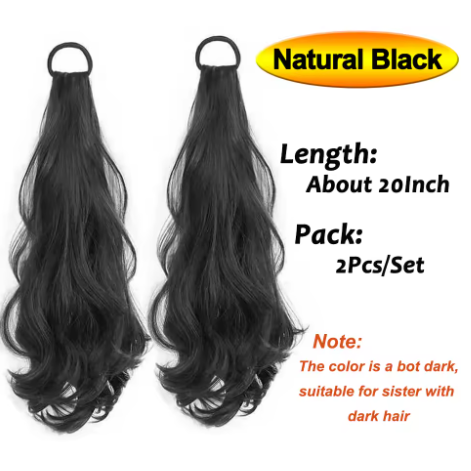 Wave Ponytail Synthetic Wig – Heat Resistant, With Elastic Band, Daily Use Hairpiece