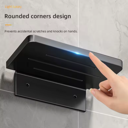 ABS Bathroom Wall Shelf – Black Shower Storage Rack (WB8011)