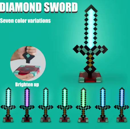 My World Sword Knight Lamp Ornament Color Changing Sword Game Peripheral Gift Model Desk Lamp