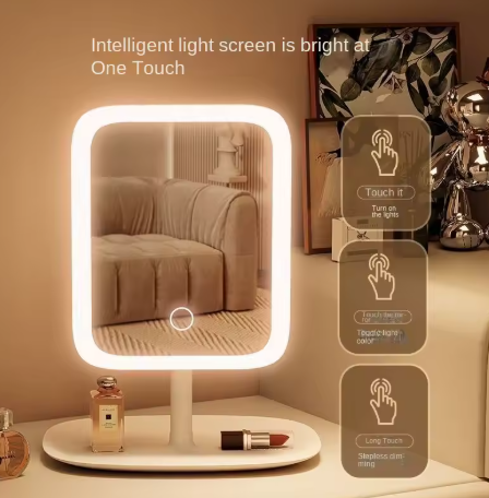 Illuminated Makeup Mirror – Touch Screen Desktop Mirror, Popular Item for Students