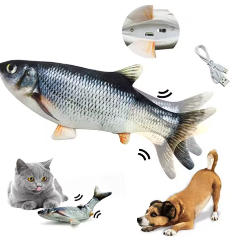 USB Rechargeable Real Floppy Fish - Interactive Cat Chew Toy, Pet Toy