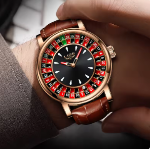 LIGE 2025 Creative Luxury Men’s Watch – Roulette Dial Quartz Wristwatch