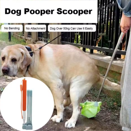 28.7-inch Long Handle Poop Collector - Steel Handle, Eco-Friendly (Q3M2)