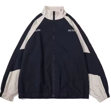 Hip-hop patchwork windbreaker jacket, a unisex spring/fall street fashion outerwear.