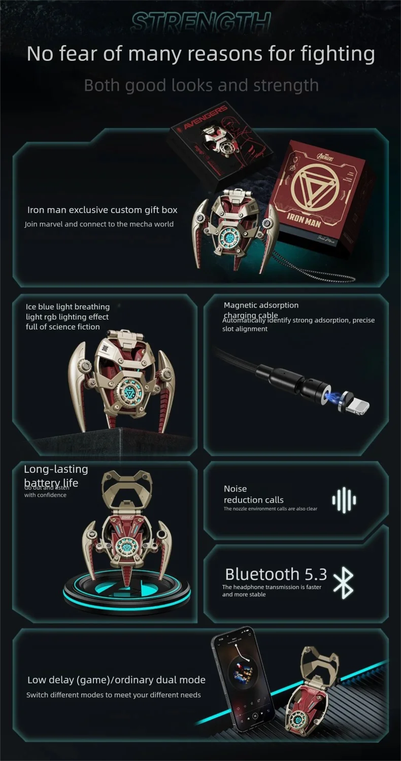 [Limited Edition🔥] MARVEL × Iron Man MR28 Wireless Bluetooth Earbuds