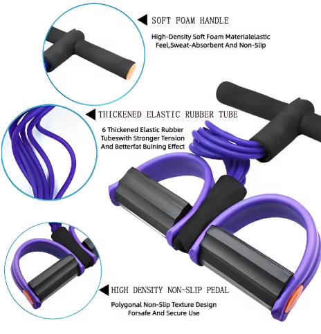 4 Tube Pedal Tension Rope – Elastic Band for Yoga and Abdominal Strength
