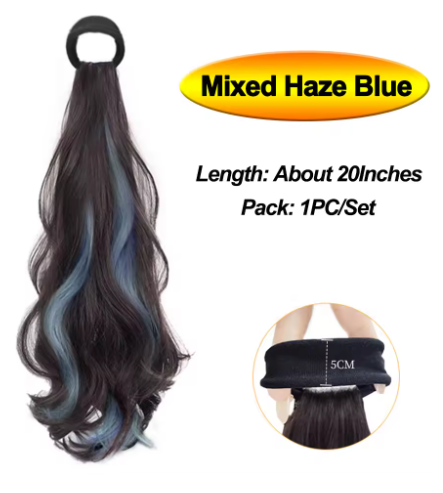 Wave Ponytail Synthetic Wig – Heat Resistant, With Elastic Band, Daily Use Hairpiece