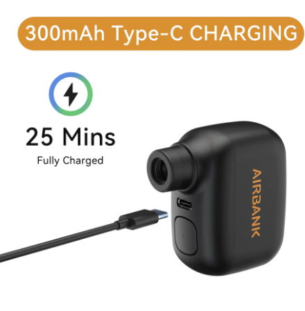 Mini Rechargeable Bike Pump – 100PSI, Schrader/Presta Compatible, Type C, AS100