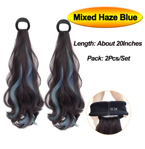 Wave Ponytail Synthetic Wig – Heat Resistant, With Elastic Band, Daily Use Hairpiece