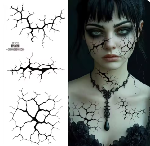 (🎃Season Limited) 2PCS Large Halloween Black Lightning Temporary Tattoos