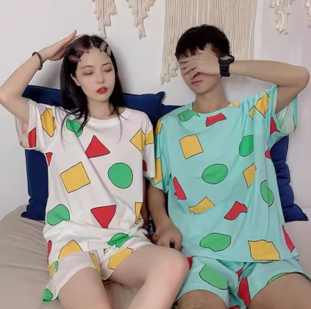 Shin-chan Couple Pajama Set, Cotton Summer Short-Sleeve Pajamas 2024