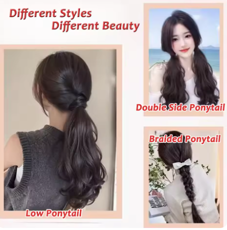 Wave Ponytail Synthetic Wig – Heat Resistant, With Elastic Band, Daily Use Hairpiece