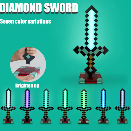 My World Sword Knight Lamp Ornament Color Changing Sword Game Peripheral Gift Model Desk Lamp
