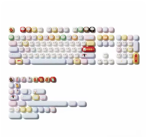 Bun Paradise Themed Keycaps – 139 Key PBT, MOG Profile, Cute Mushroom Design, for Mechanical Keyboards
