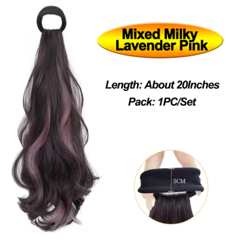 Wave Ponytail Synthetic Wig – Heat Resistant, With Elastic Band, Daily Use Hairpiece