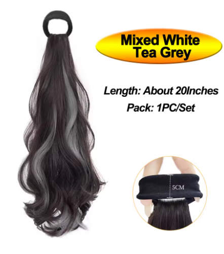 Wave Ponytail Synthetic Wig – Heat Resistant, With Elastic Band, Daily Use Hairpiece