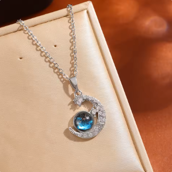 Planet, Moon, Astronaut Pendant Necklace