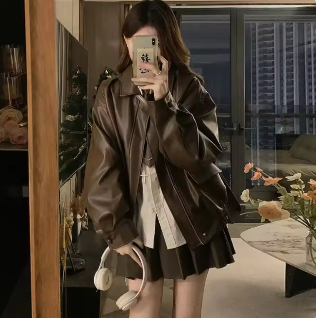 Ancola Red Genuine Leather Short Jacket