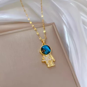 Planet, Moon, Astronaut Pendant Necklace