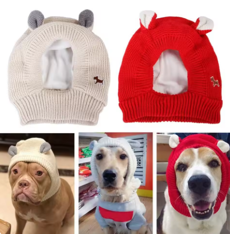 Dog Soundproof Knit Earmuffs for Noise and Anxiety Relief and Warmth for Winter