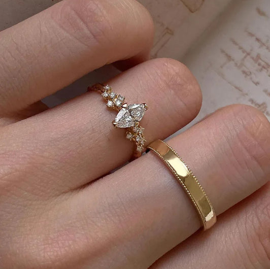 Symbol of Blessing Fortune Diamond Couple Ring