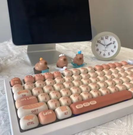 Bun Paradise Themed Keycaps – 139 Key PBT, MOG Profile, Cute Mushroom Design, for Mechanical Keyboards