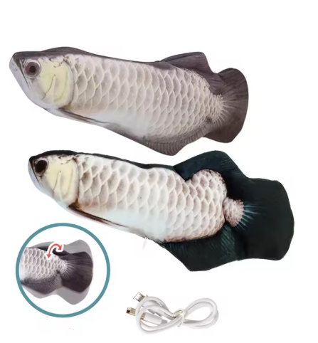 USB Rechargeable Real Floppy Fish - Interactive Cat Chew Toy, Pet Toy