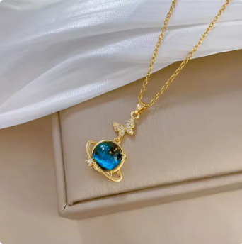 Planet, Moon, Astronaut Pendant Necklace
