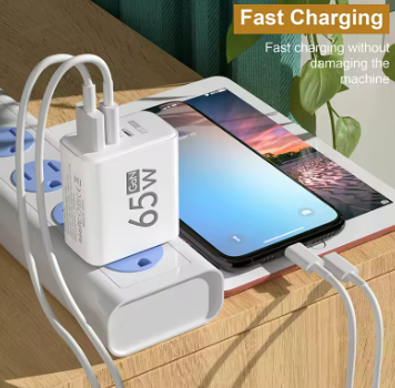 65W GaN Fast Charger – USB-C PD 3.0, Compatible with iPhone 15/Samsung/Xiaomi, EU/KR Plug