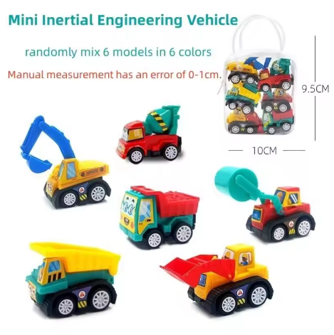 6/12Pcs Mini Inertial Pullback Engineering Car Set – Children's Cartoon Toy Birthday Gift