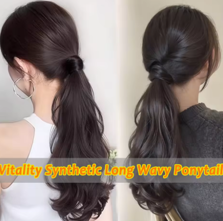 Wave Ponytail Synthetic Wig – Heat Resistant, With Elastic Band, Daily Use Hairpiece
