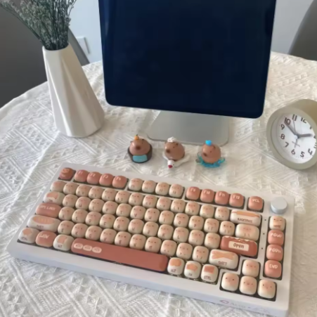 Bun Paradise Themed Keycaps – 139 Key PBT, MOG Profile, Cute Mushroom Design, for Mechanical Keyboards