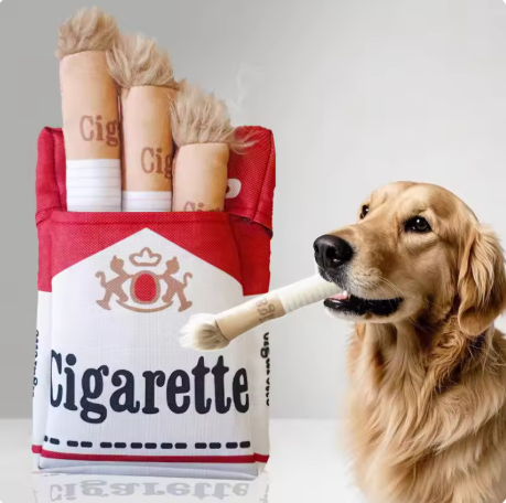 Voice Plush Cigarette Dog Toy – Built-in Squeak for Chewing and Interactive Play